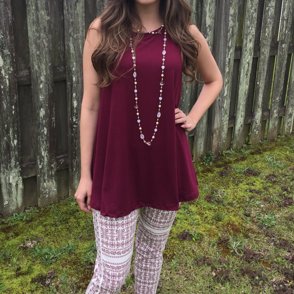 Trapeze Tunic Top - jersey knit burgundy